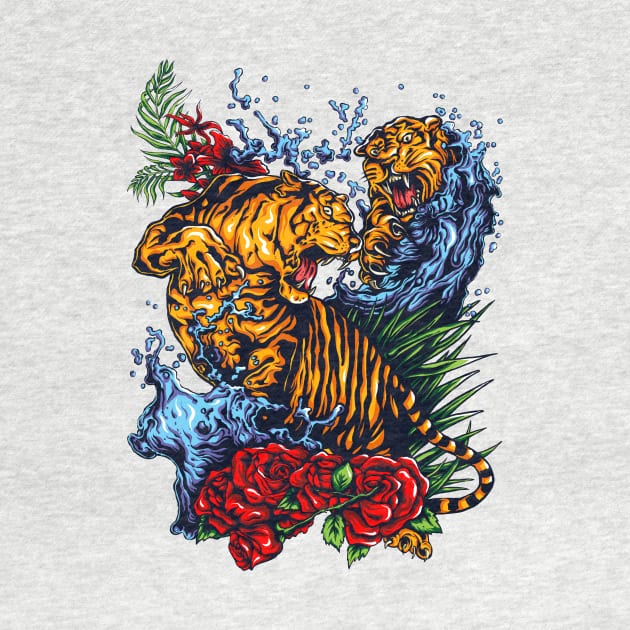 Tigers Fight by Artwork Simpson